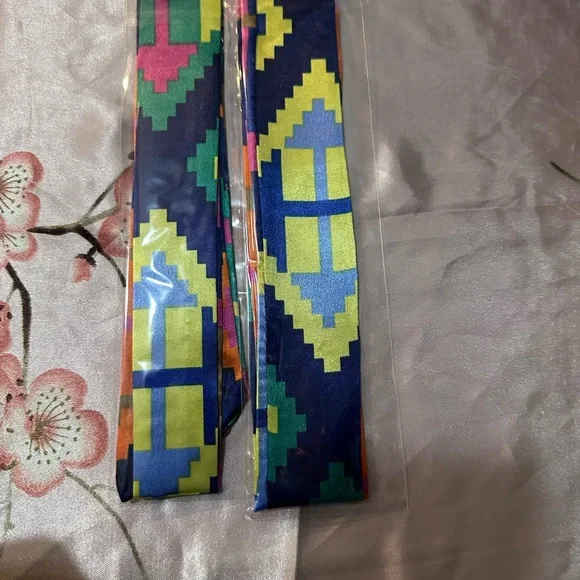 Colorful Geometric Pattern twilly Scarf set