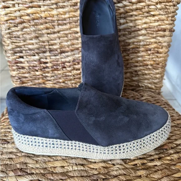 Women’s Vionic Wilden Black Suede Slip-On Platform Espadrille Loafers