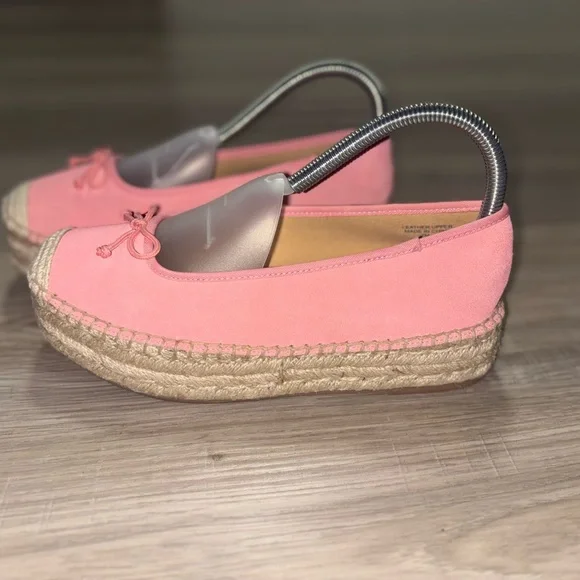 Talbots Quinn Platform Espadrilles‎ New Women Pink Shoes 7 Slip On Suede Bow