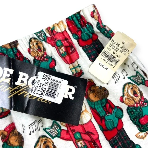 Joe Boxer Vintage Flannel Christmas Caroling Dogs Pajama Shorts