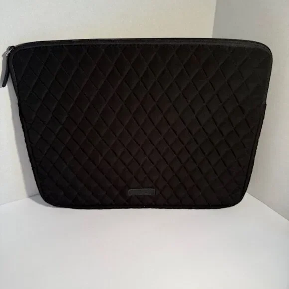 Vera Bradley Classic Black Quilted Padded Laptop Sleeve Case 15 x 12 inches