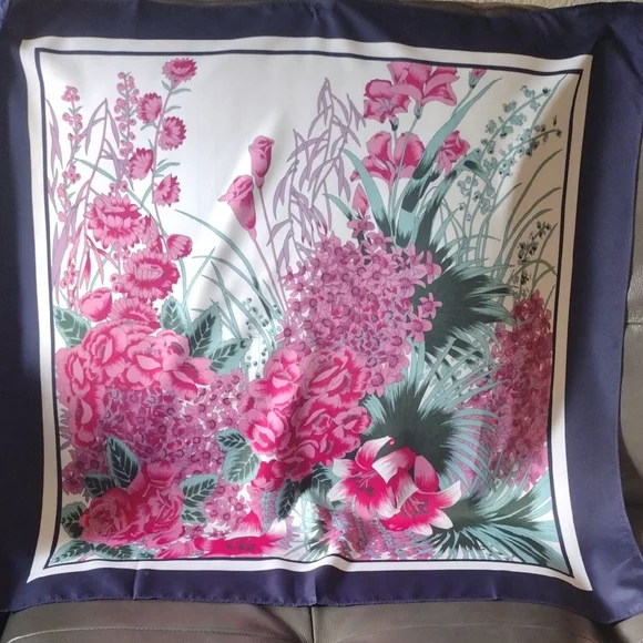 Floral Scarf with Pink and Purple Accents