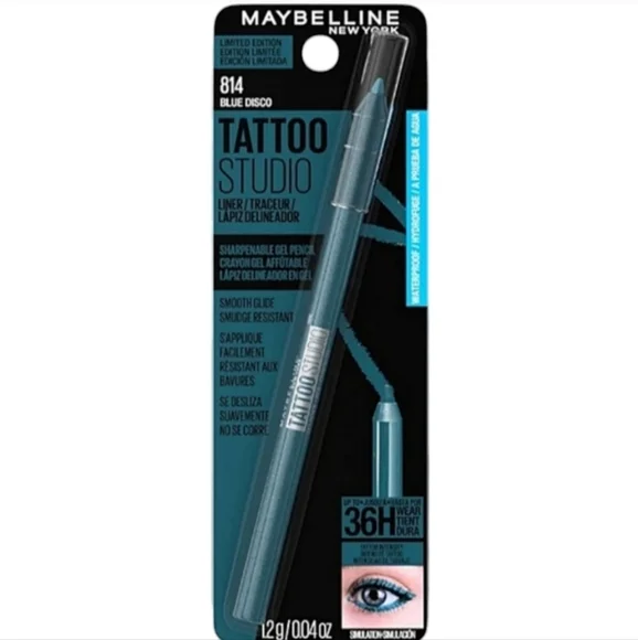 25 x MAYBELLINE Tattoo Studio Eyeliner Pencil, 36 Hour 814 Blue Disco