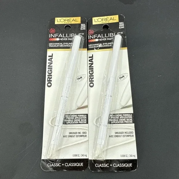 (2) Loreal Infallible Never Fail Eyeliner #551 White (RARE!)