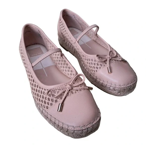 Dolce Vita Women Blush Tan Mesh Mary Jane Espadrille‎ Ballet Flats Size 6.5