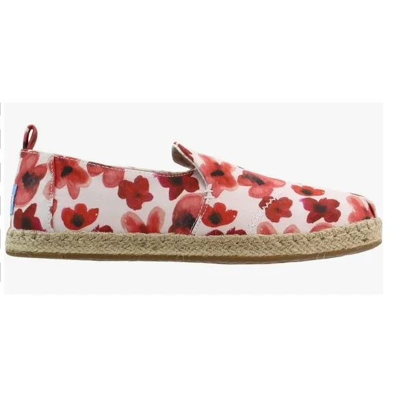 TOMS‎ Deconstructed Alpagarta Slip On Espadrille Sz 10 Floral Flats Shoes Poppy