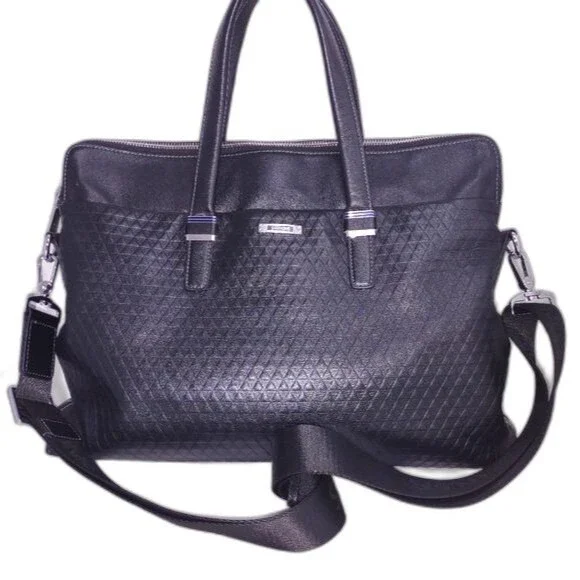 Sammons Medici Black Leather Unisex Briefcase/Messenger Bag/Laptop Bag‎