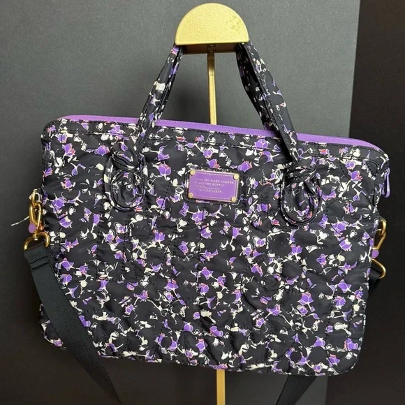 Marc by Marc Jacobs nylon laptop bag in a black and purple floral