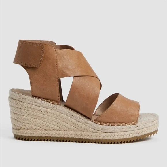 Eileen Fisher women’s Willow Tumbled Leather Wedge Espadrille size 11