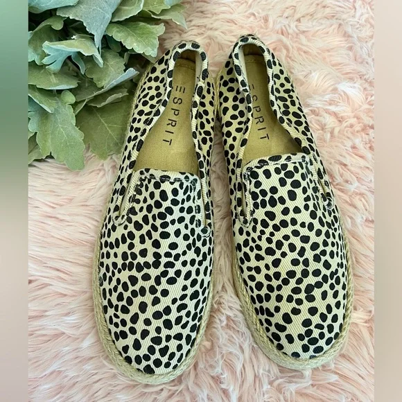 Espirit Nadine Cheetah Leopard Print Espadrille Flat Shoes Sz 7.5