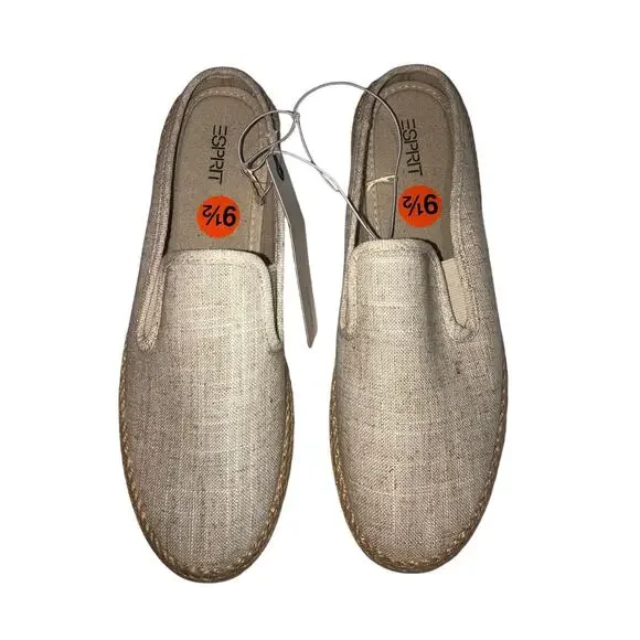 Esprit Neema Espadrille Mule Size 9.5 Natural Linen Summer Slide Casual Shoe