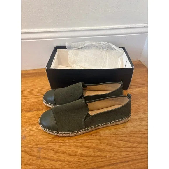 NEW Talbots Rosemary Izzy Toe Cap Olive‎ Green Suede Espadrille Size 9.5
