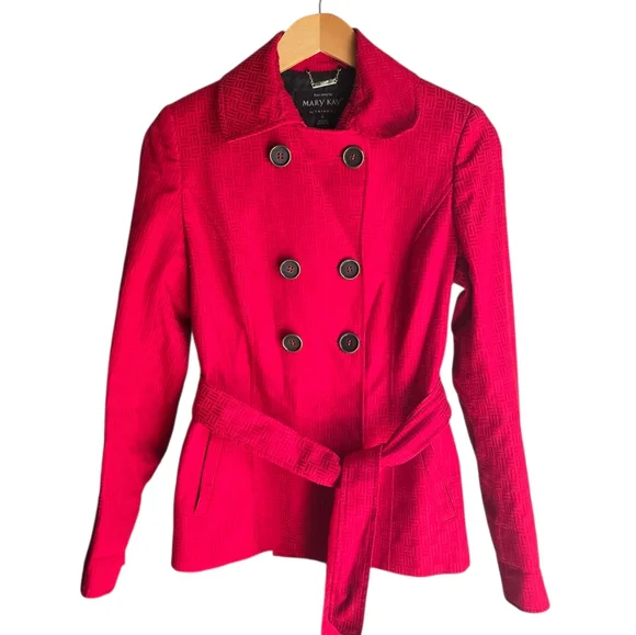 Mary Kay By Twinhill Womens Red Trench Coat. Made exclusively for Mary Kay