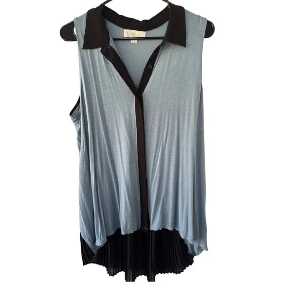 Olive‎ & Oak Sleeveless Duster Top Blue Black Size L Nice!