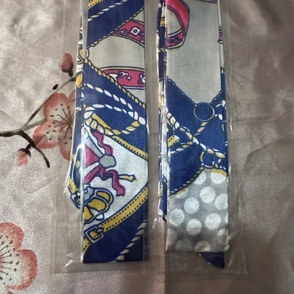 Colorful twilly Scarf set with Nautical Print