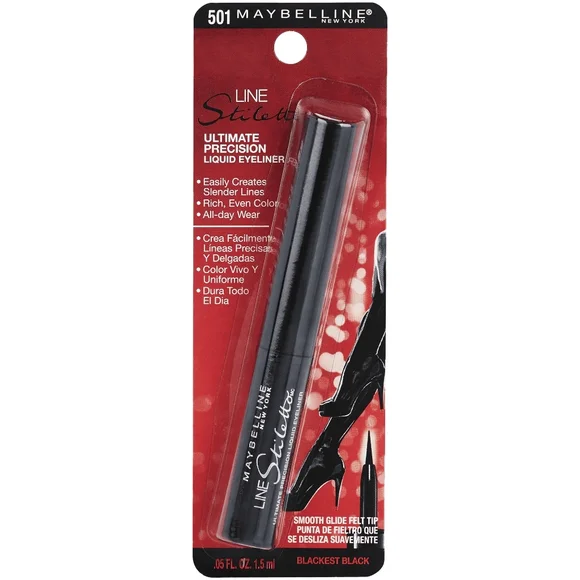 Maybelline Line Stiletto Ultimate Precision Liquid Eyeliner, 501 Blackest Black