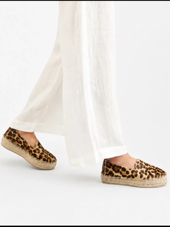 MANEBI Serengeti Calf Hair Double Sole Espadrilles Leopard Print