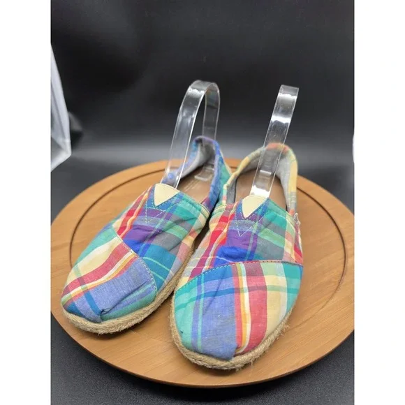 Toms Alpargata Womens Size 9.5 Plaid Espadrille Style Flats