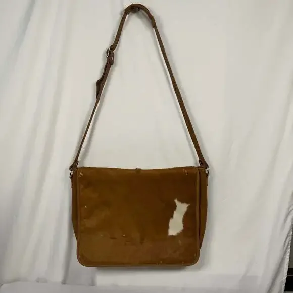 LongRope Brown Leather and Cowhide Hair-on-Hide Messenger Bag