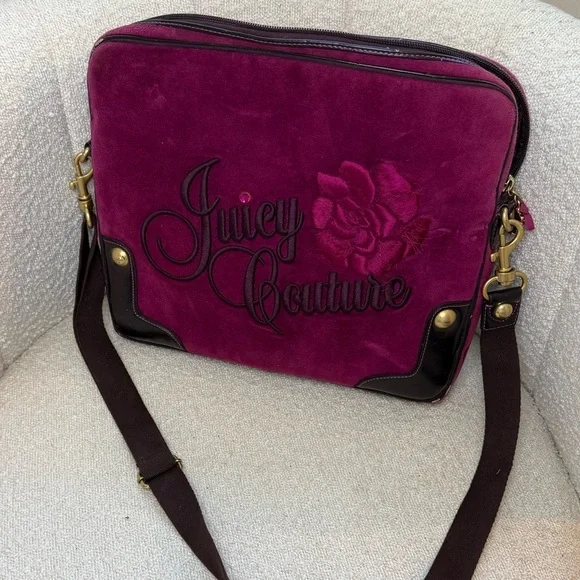 Juicy Couture Fuchsia Laptop Bag with Brown Accents