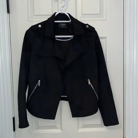 NWOT T Tahari Faux Suede‎ Moto Jacket