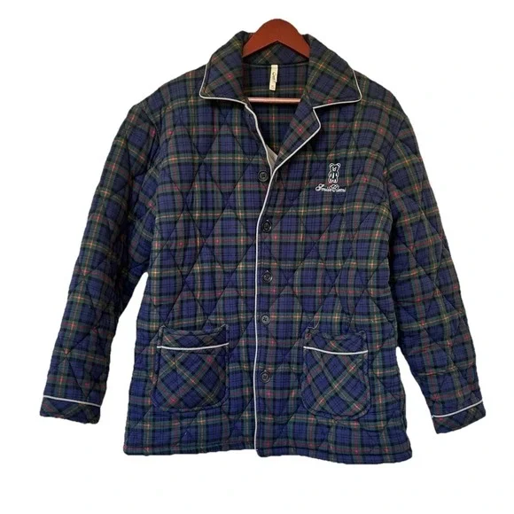 Quilted Plaid Women's Jacket Sz XL CottageCore 100% Cotton Country