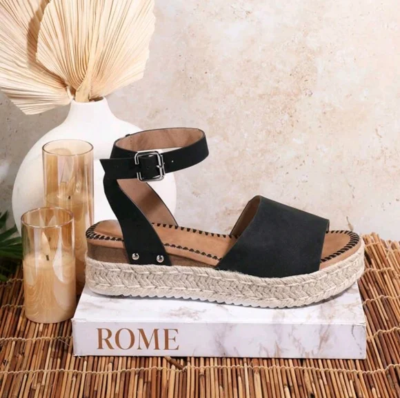 NEW Black Espadrilles Sandals