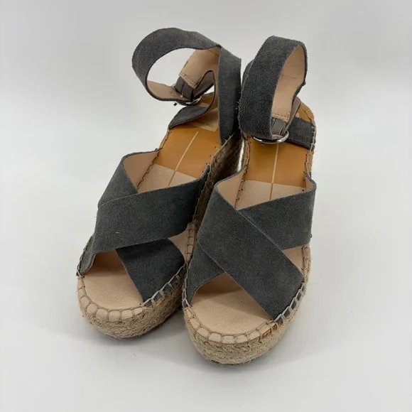 Dolce Vita Carsie Espadrilles Platform Wedge Women's Gray Sandals Size‎ 8