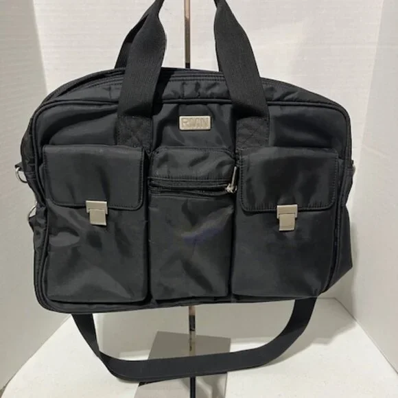 Black RMN Nylon Travel Messenger Laptop Notebook Tote Case Bag
