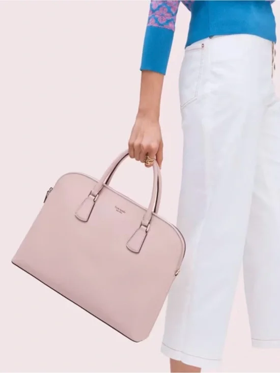 Kate Spade Sylvia Universal Slim Laptop Bag in Blush Leather Like New