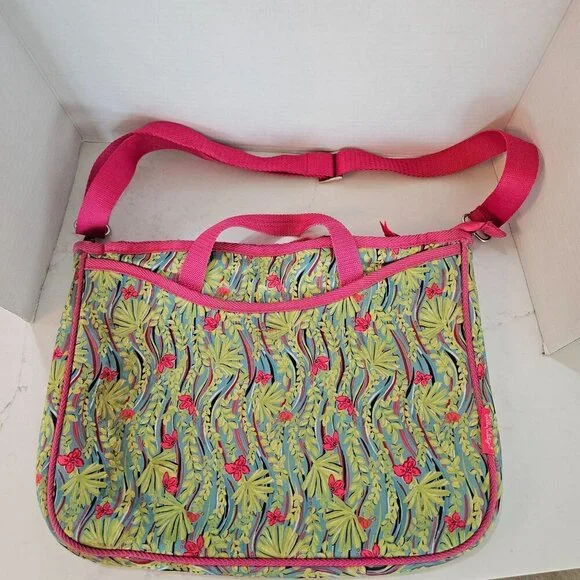 Lilly Pulitzer Neoprene Laptop Tote Satchel Messenger Bag 11