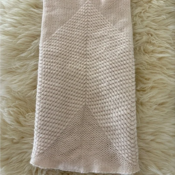 Wide Light Pink Cable Knit Infinity Scarf