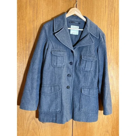 Vintage Early 90s ABERCROMBIE & FITCH Wool Pea Coat Jacket MADE IN ITALY Wm Sz L