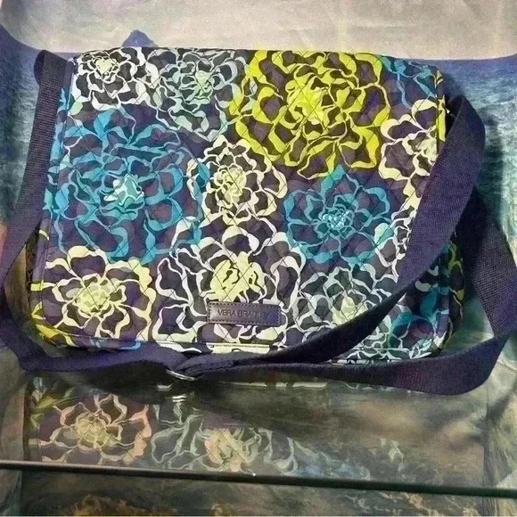 Vera Bradley Katalina Blues Floral Messenger Shoulder Backpack with Buckle