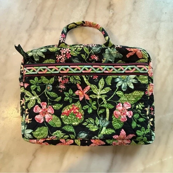 Vintage Vera Bradley Laptop Case Flowers Green Pink Botanica Print