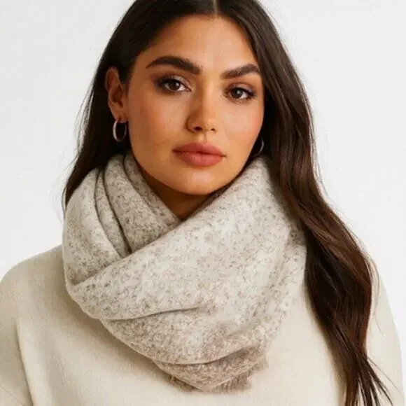 Barefoot Dreams CozyChic Lite Confetti Rectangle Scarf Cream Taupe One Size NWT