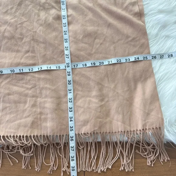 Unbranded | Cashmere Camel Caramel Long Fringe Unisex Scarf Wrap Soft Warm Tan