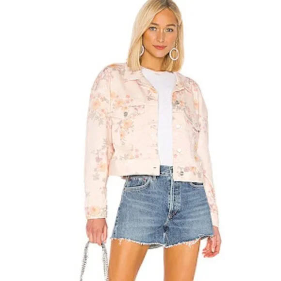 Sanctuary Cropped Floral Denim Jacket Swifty‎