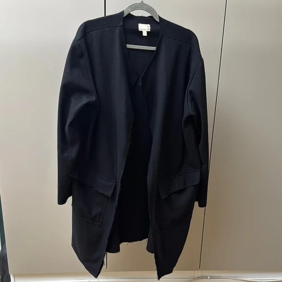 Urban Renewal Vintage Fabric Black Trench Coat Longline Style