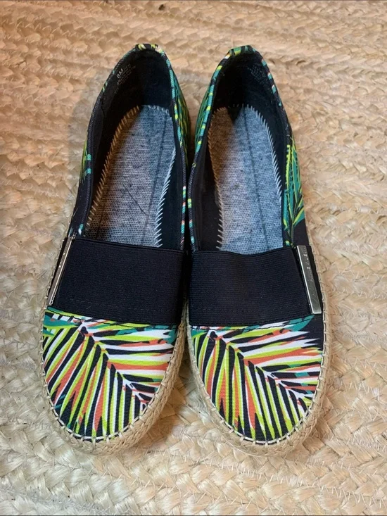 Anne Klein Zillya Tropical Print Slip-On Espadrilles - Black Multicolor