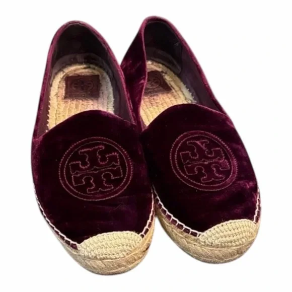 Tory Burch Velvet Espadrille Slip-Ons in Plum