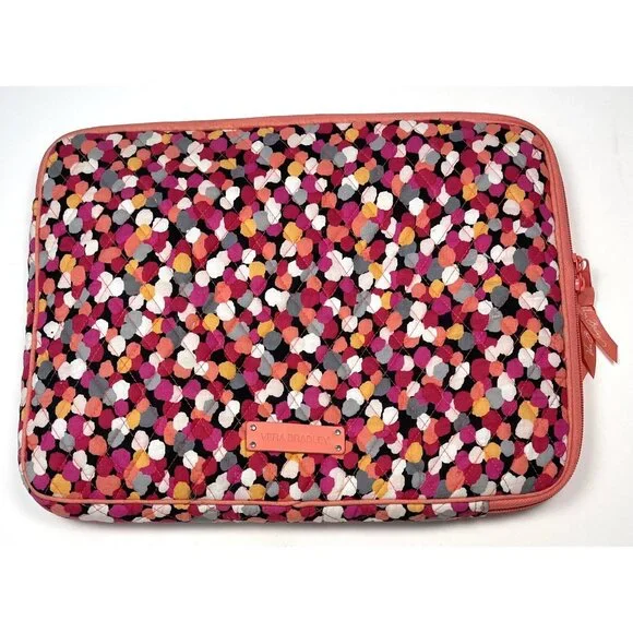 VERA BRADLEY Pink Pixie Confetti Quilted LAPTOP SLEEVE Case Bag 14