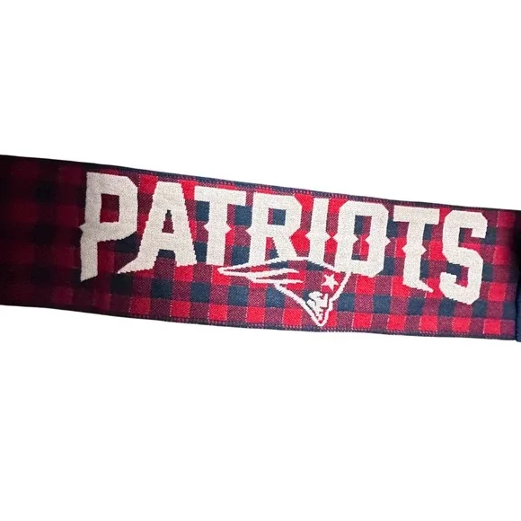 New‎ England Patriots FOCO Knit Scarf Red Black Buffalo Plaid NFL Football
