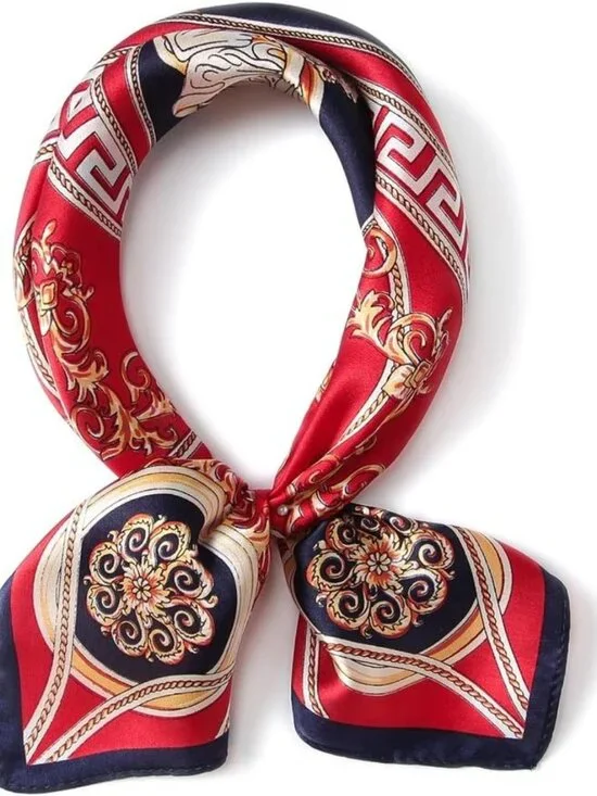 100% Mulberry Silk Lightweight Square Scarf - Breathable Digital Print