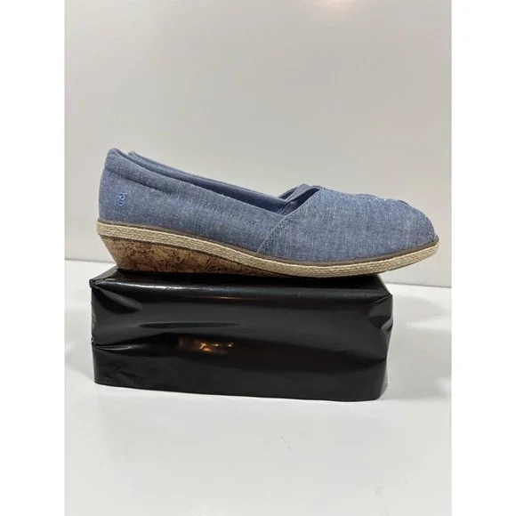 Grasshoppers Ortholite Sneaker Blue Fabric Women's Size 9 M‎ Peep Toe Cork