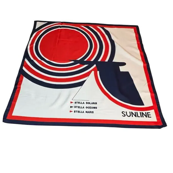 Made in Italy Sunline Cruises Scarf Souvenir Red Stella Solaris Oceanis Maris