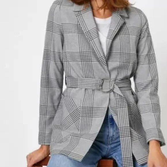 KOTON Plaid Open Blazer