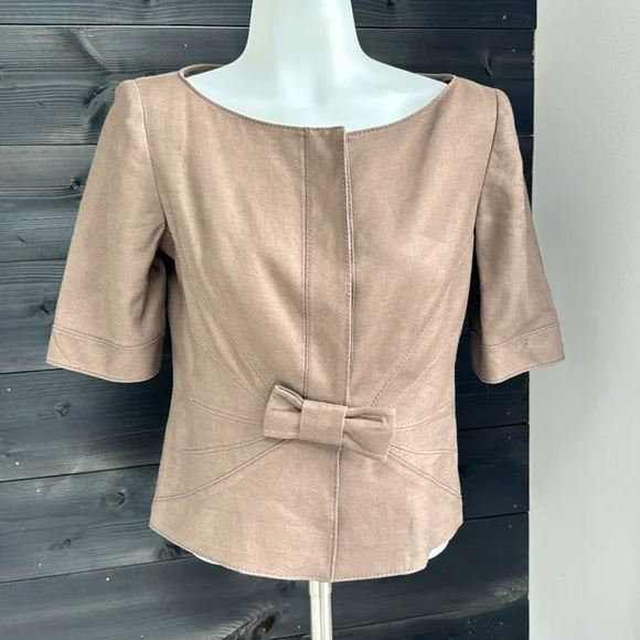 Valentino Linen Blazer Bow Vintage Blazer‎ Padded Shoulders