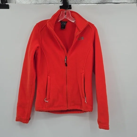 The North Face Orange Full Zip Fleece Jacket Women's Size XS.