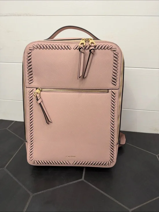 Calpak Blush Pink Backpack with Whipstitch Detail